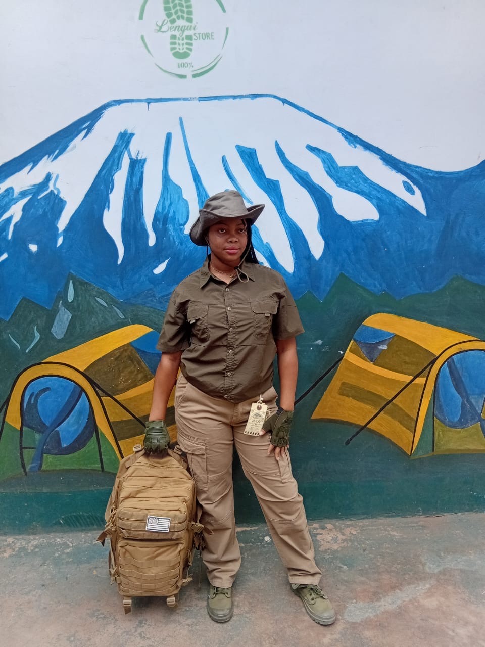 Lengai gear team member wearing full outdoor outfit